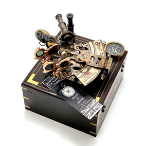 Sextant Marine Vintage En Laiton Et Bois - Reproduction Astrolabe Naval - Style Royal Navy