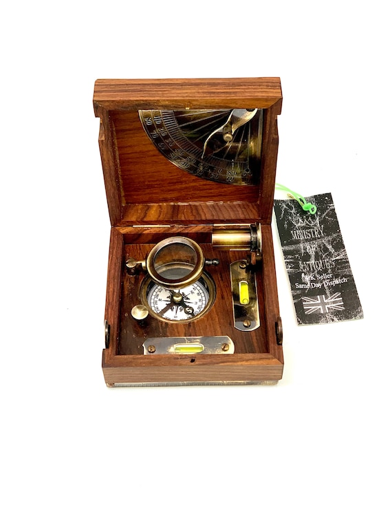 Marine Master Box With Brass Compass Telescope , Clinometer Spirit