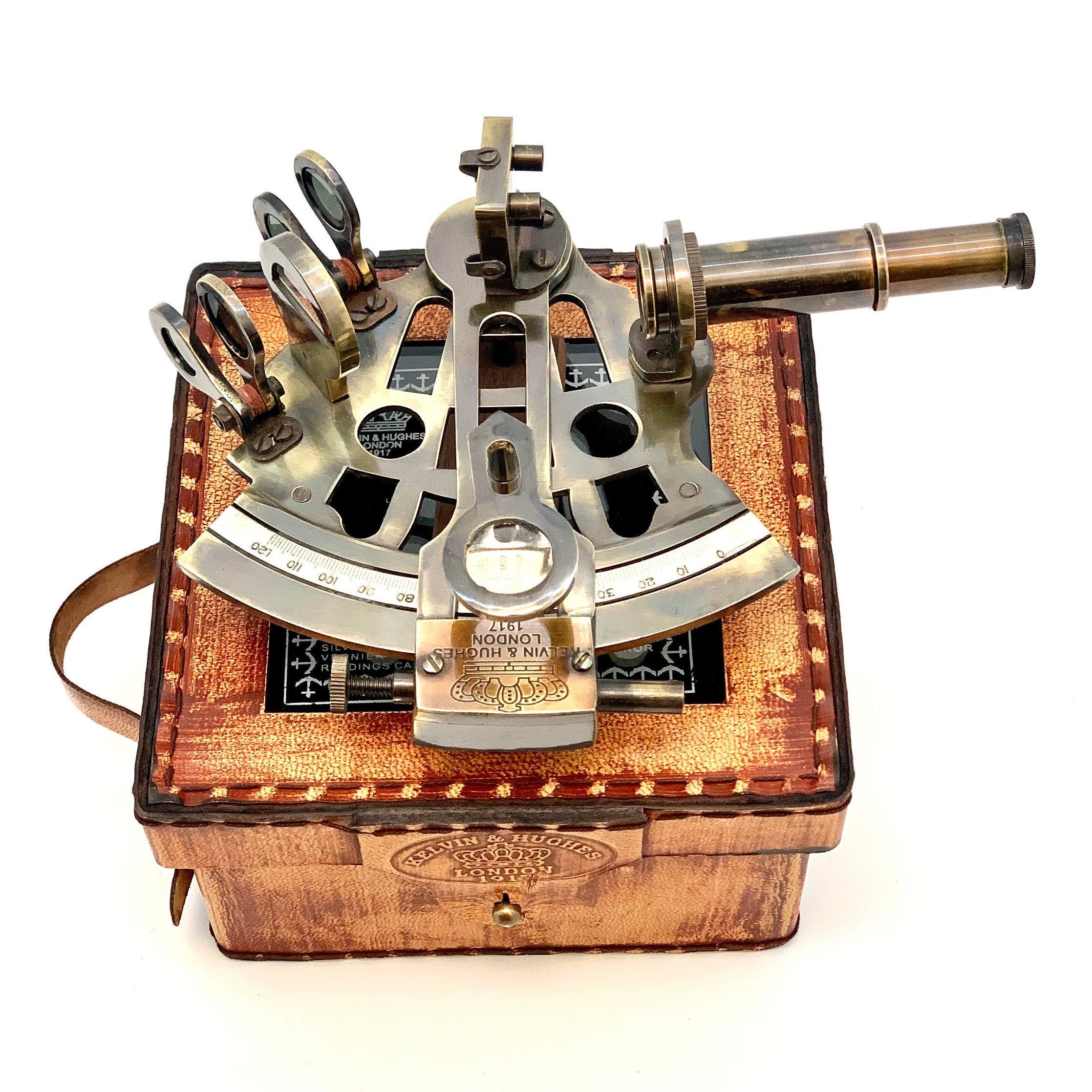 Antique Maritime Nautical Sextant Telescope Vintage Marine Astrolabe Ship's Instruments with