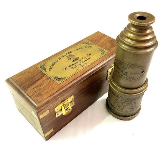 Details about   Marine 6" Victorian Brass Telescope With Beautiful Decorative Antique Wooden Box 