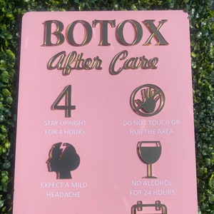BOTOX Aftercare Advice Sign: Acrylic Salon Decor (A3)
