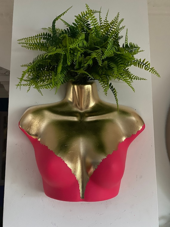 Female Wall Torso Boobie Artificial Plant Hot pink and Gold