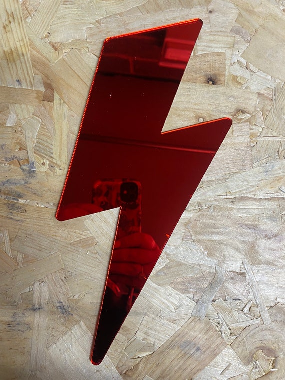 SECONDS!! Mirror RED Lightening Bolt wall decor   - Acrylic - Bolt Decor - Mirror RED 29cm