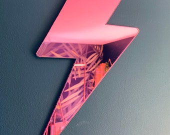 Mirror Pink Acrylic Lightning Bolt Wall Decor