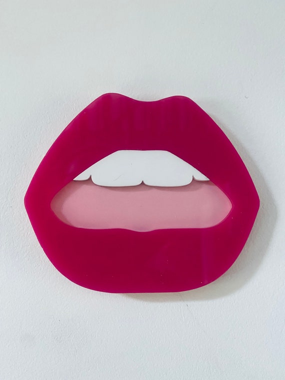 LARGE HOT pink Lips - Acrylic - Lip Decor - Hot pink lips with pink