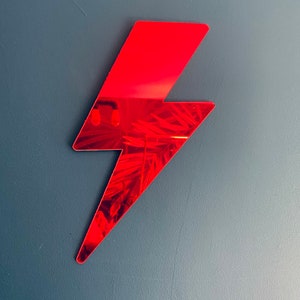 Mirror Red Acrylic Lightning Bolt Wall Decor