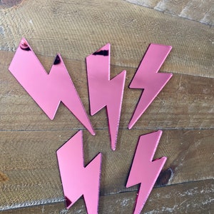 5 x MINI Lightening Bolt BUNDLE   - Acrylic  - MIRROR Pink