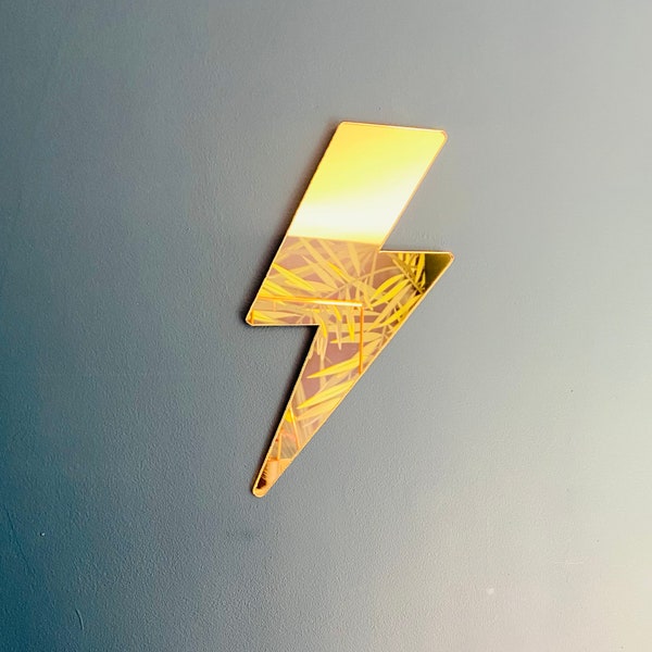 GOLD Lightening Bolt wall decor   - Acrylic - Bolt Decor - Mirror GOLD