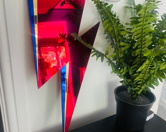 David Bowie Aladdin Sane Bolt: Red & Blue Acrylic Mirror Wall Decor