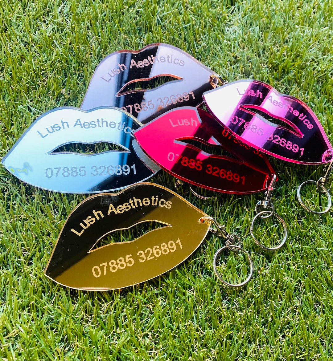 Personalised Keyring, Engraved Keyring, Business Keyring, Lip Keyring