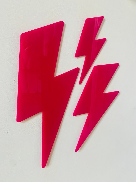HOT Pink Lightening Bolt wall decor   - Acrylic - Bolt Decor - HOT PINK