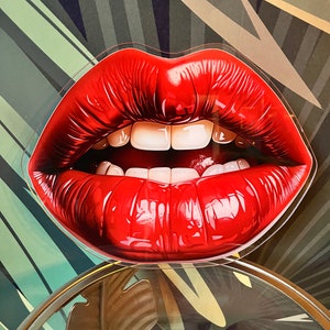 HOT RED Lips - Printed Acrylic Wall Art