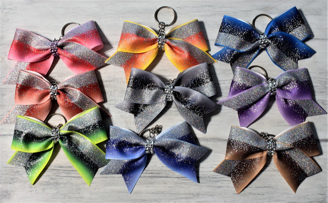 Glitter Mini Cheer Bow Keychain, Competition Backpack Bow Zipper Pull