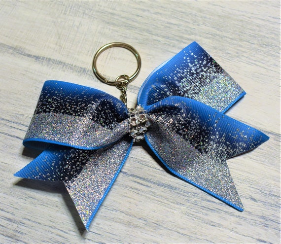 Glitter Mini Cheer Bow Keychain, Competition Backpack Bow Zipper Pull,  Cheerleading Squad Keychain Gift Bag Team Gifts, Rhinestone Glitter 