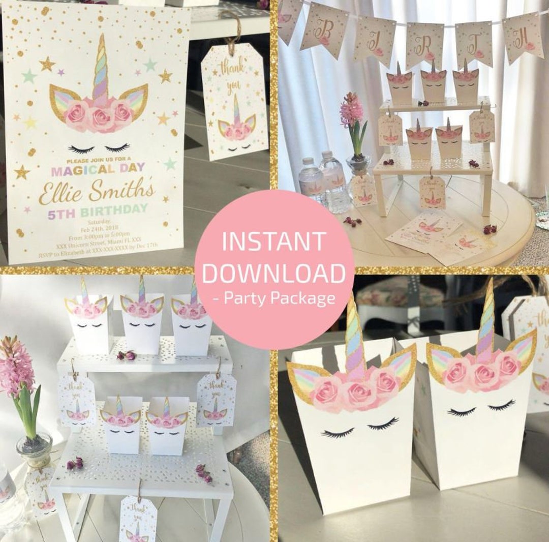 Complete Unicorn Party Package, Digital Unicorn Birthday Package