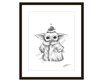 Yoda Black And White Etsy Yoda Black And White Etsy