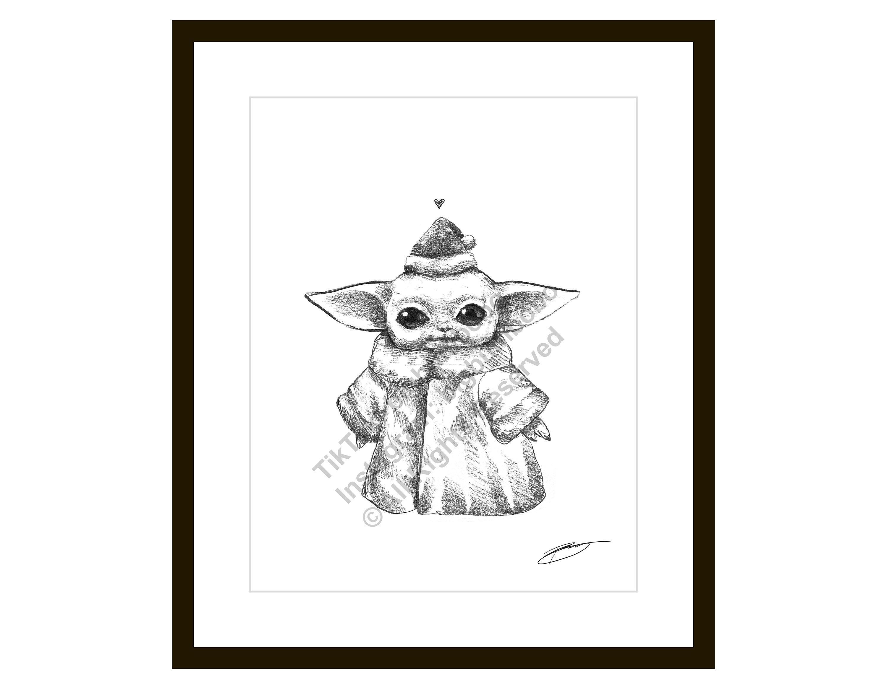 Fat Little Baby Yoda Sketch Illustration 8 5 X 11 Black Etsy Fat Little Baby Yoda Sketch Illustration 8 5 X 11 Black Etsy