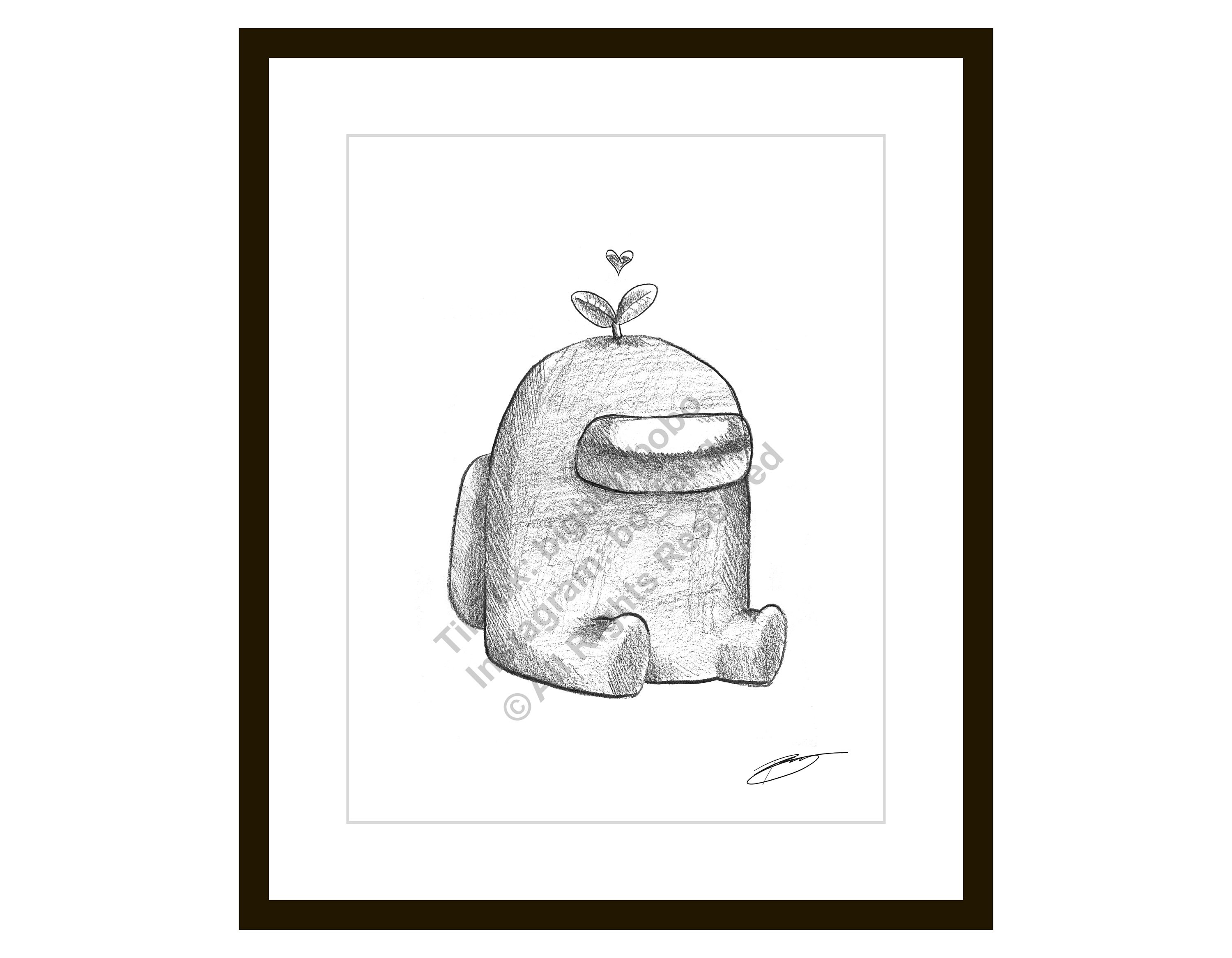 Fat Little Impostor Sketch Illustration X 11 Black and