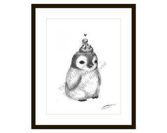 Fat Little Penguin Sketch Illustration X 11 Black and - Etsy Fat Little Penguin Sketch Illustration X 11 Black and - Etsy