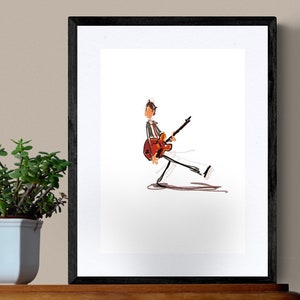 Guitar playing time traveler fine art print.