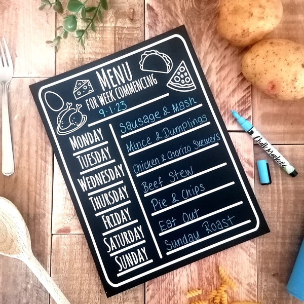 Meal Planner | Chalk Board | Meal Prep | Weekly | Organisation