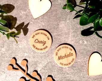 Date Night Decision Coin | Wooden coin | Your Turn