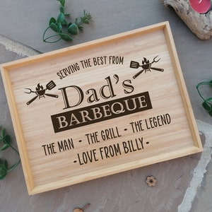 Barbeque tray | Serving board | Laser engraved | Wooden | Father&#39;s day gift