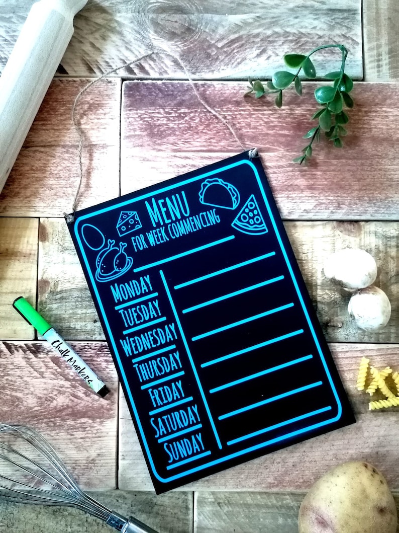 Weekly Meal Planner Chalkboard: Kitchen Organization (23 X 30 Cm) - Etsy
