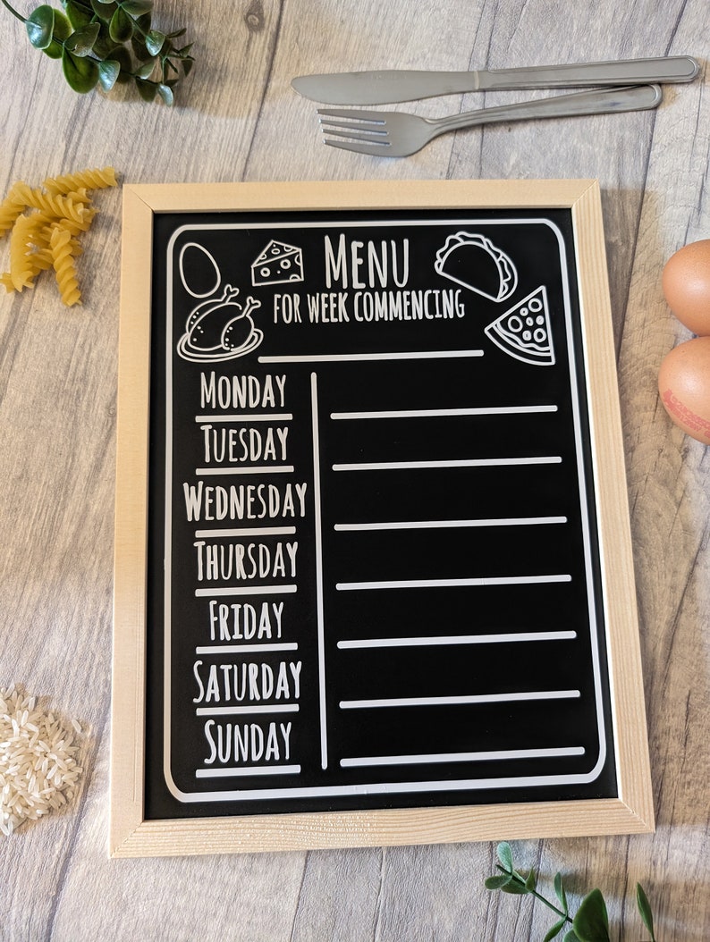 Weekly Meal Planner Chalkboard: Kitchen Organization (23 X 30 Cm) - Etsy