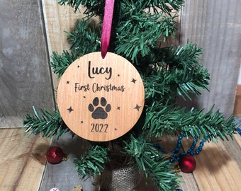 Pet Bauble | First Christmas | Wooden | Laser Engraved