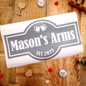 Calcomanía personalizada para ventana de bar: Man Cave, letrero para bar de jardín