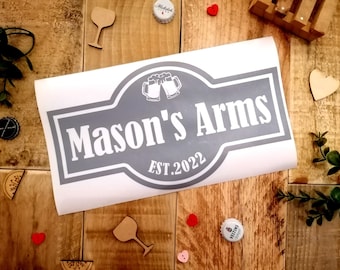 Personalised Bar Window Decal: Man Cave, Garden Bar Sign