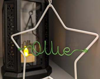 Personalisierter Drahtstern Name | Geschenk | Hängendes Dekor | Wire Art | Weihnachtsdekoration