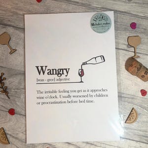 Wangry Definition Print: Funny Wine Lover Gift (A4)