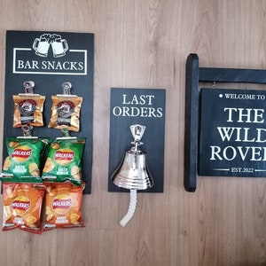 Personalised Bar Sign: Handmade Reclaimed Wood, Custom Colors