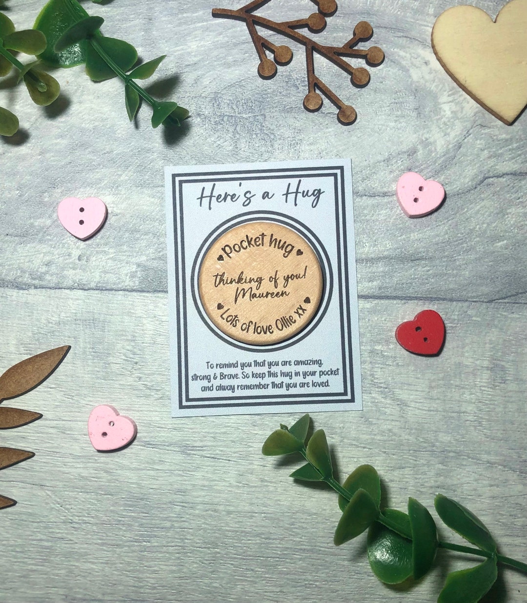 Personalized Pocket Hug Coin: Laser Engraved Wooden Gift - Etsy