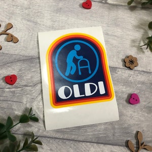Oldi Funny Car Decal: Adult Humor Sticker
