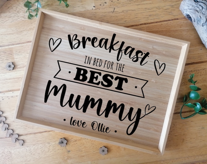 Breakfast in bed tray | Serving board | Laser engraved | Wooden | Mother's Day