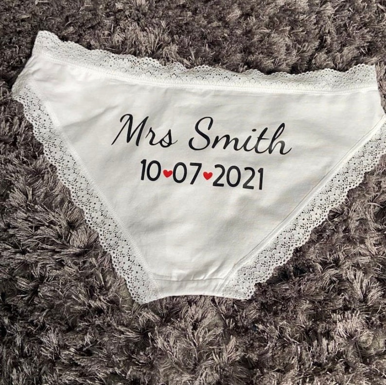 Personalised Wedding Day knickers novelty knickers funny knickers Bride memories gifts for her hen doo hen party keepsake image 3