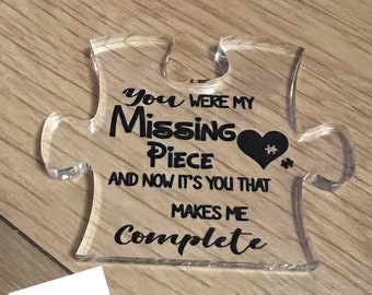 Valentines missing peice puzzle - acrylic puzzle peice - valentines present - gifts for her - valentines gift