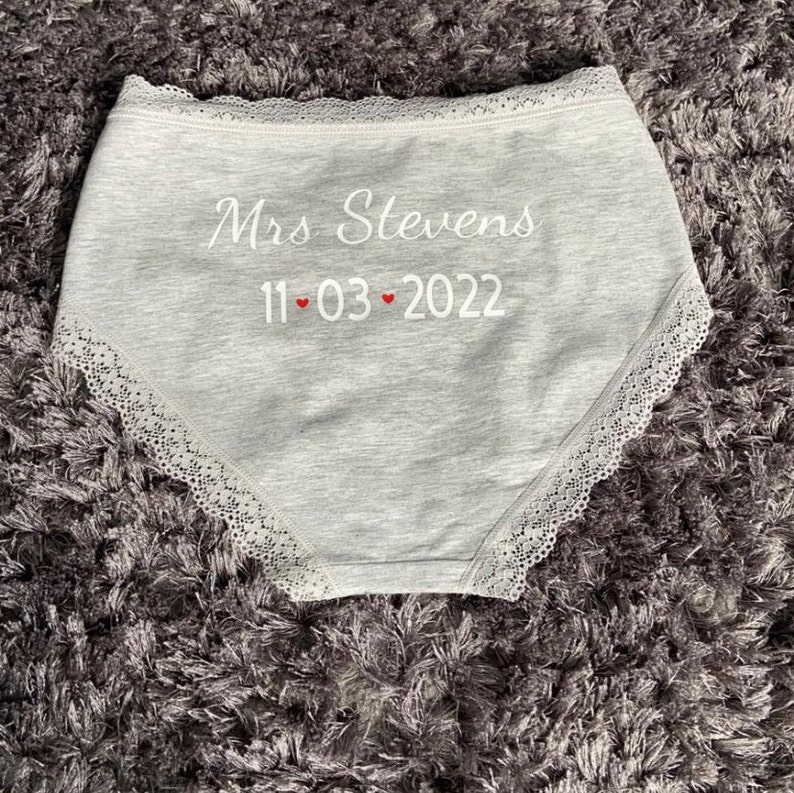 Personalised Wedding Day knickers novelty knickers funny knickers Bride memories gifts for her hen doo hen party keepsake image 4