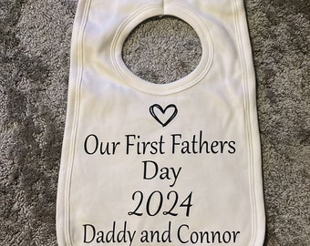 First fathers day bibs - daddy’s day - Father’s Day - father and son - children’s bibs - personalised Father’s Day gifts