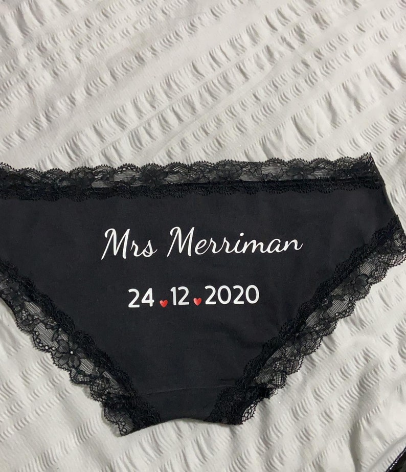 Personalised Wedding Day knickers novelty knickers funny knickers Bride memories gifts for her hen doo hen party keepsake image 1