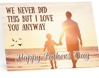 Fathers Day Beach Walk - Funny Fathers Day Card (7" x 5" inches), funny fathers day gift for dad, grandad, guardian