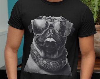 Cool Sunglasses Pug - Cool Design T-Shirt, Unisex, Gift for Dog Lover, Top Quality, Fitted, Bella + Canvas 3001