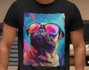 Psychadellic Pug - Cool Design T-Shirt, Unisex, Gift for Dog Lover, Top Quality, Fitted, Bella + Canvas 3001
