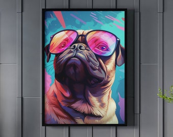 Psychadellic Cool Pug - Dog Lover Wall Art | **PRINT ONLY** | Decor for Home, Office, Bedroom, Living Room