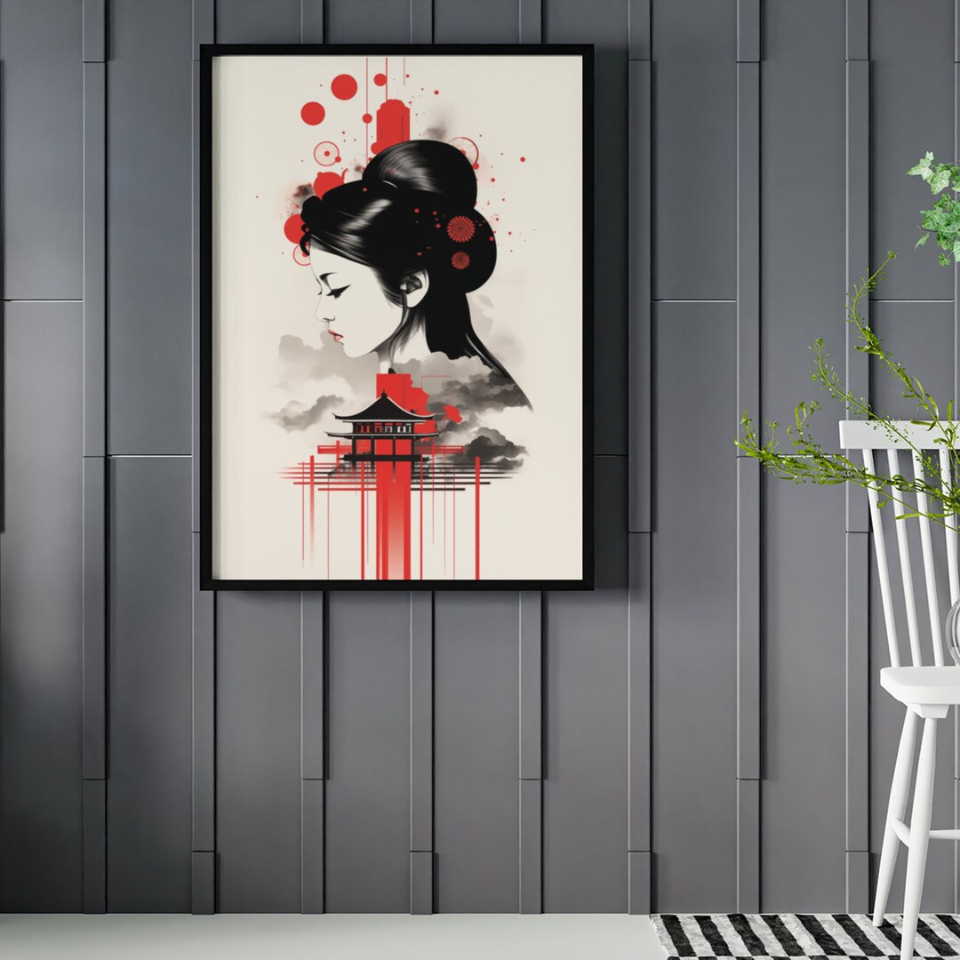The Lonely Geisha Japanesethemed Wall Art PRINT ONLY Decor for Home