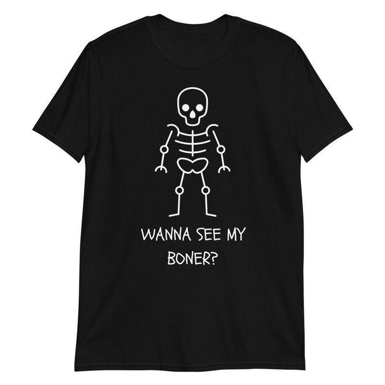 Boner Skeleton Funny Shirt, unisex, boner skeleton, Halloween gift, funny dick penis joke, childish toilet humour, image 3