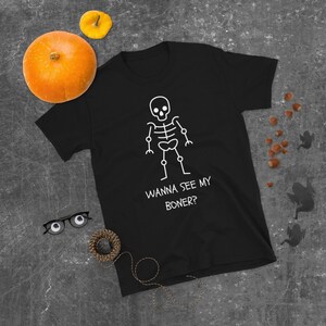 Boner Skeleton Funny Shirt, unisex, boner skeleton, Halloween gift, funny dick penis joke, childish toilet humour, image 4